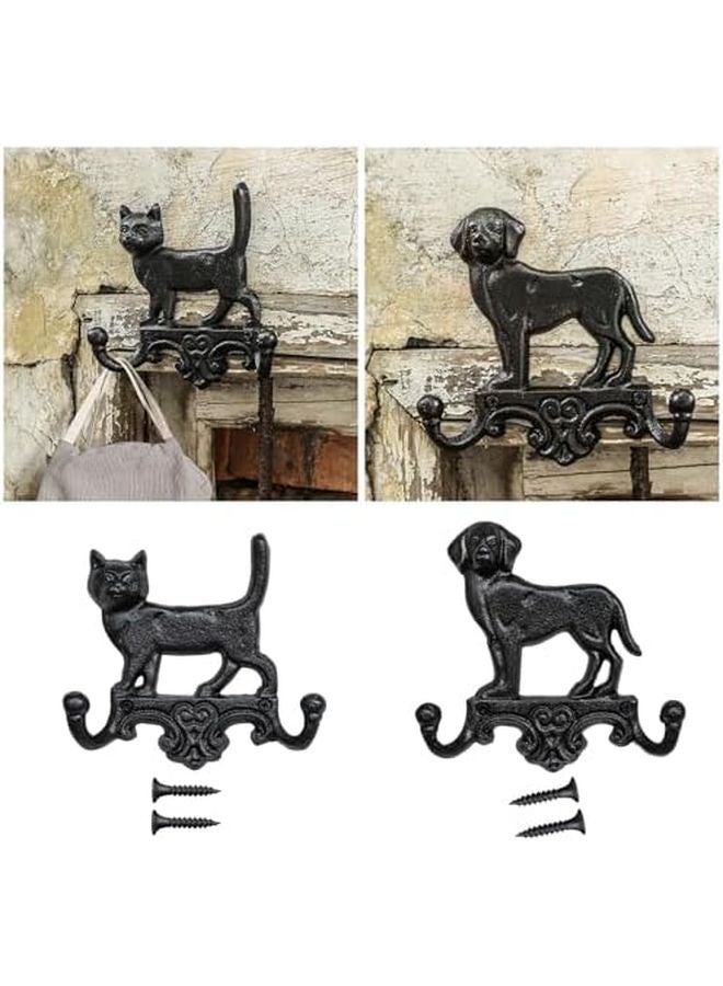Cast Iron Puppy Double Hook Wall Mount For Garden Yard Outdoor Home Decor - Image 3
