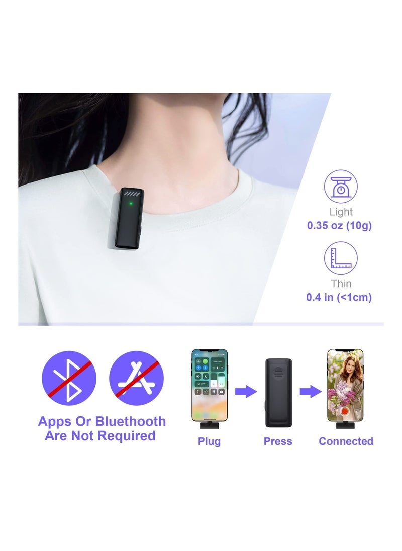 Generic - Wireless Lavalier Microphone, for iPhone iPad, 48H Battery Life, 2-in-1 Plug-Play Clip On Wireless Mic with Charging Case for iPad Recording Mic for Interview Video Podcast Vlog - Image 1