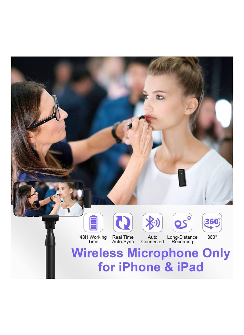 Generic - Wireless Lavalier Microphone, for iPhone iPad, 48H Battery Life, 2-in-1 Plug-Play Clip On Wireless Mic with Charging Case for iPad Recording Mic for Interview Video Podcast Vlog - Image 1