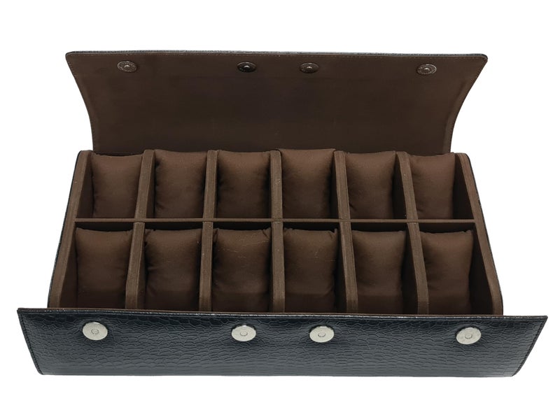 essart 12-Slot Watch Roll Case – Luxury PU Leather Travel Watch Organizer for Men & Women | Portable Watch Storage Case | Scratch-Resistant & Protective - Image 1