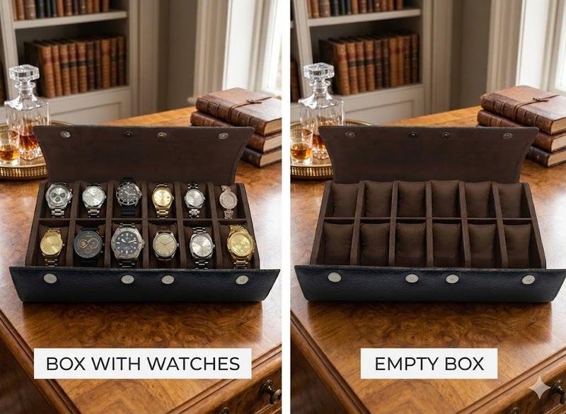 essart 12-Slot Watch Roll Case – Luxury PU Leather Travel Watch Organizer for Men & Women | Portable Watch Storage Case | Scratch-Resistant & Protective - Image 2