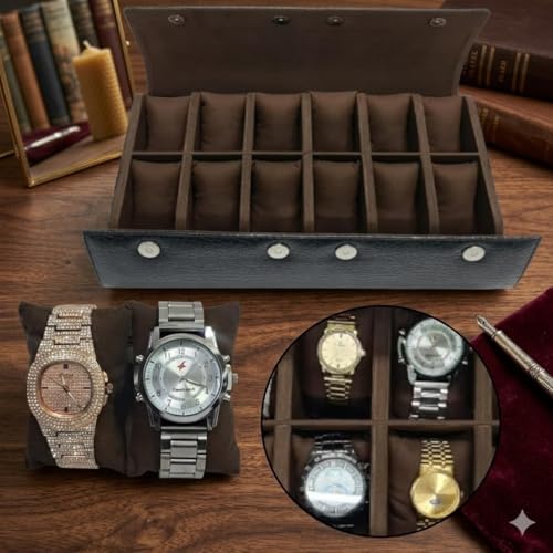essart 12-Slot Watch Roll Case – Luxury PU Leather Travel Watch Organizer for Men & Women | Portable Watch Storage Case | Scratch-Resistant & Protective - Image 5