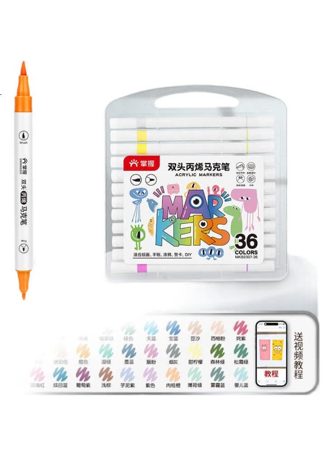 Grasp Master Grasp Dual-Tip Acrylic Markers, Water-Based, For Students And Children, Art-Specific, Waterproof, Non-Translucent, Guka Colored Pens, Non-Toxic, Washable, Children'S Gift, Doodle Pens, Drawing Pens, 36 Colors - Image 2