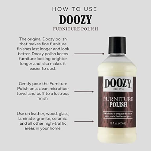 Doozy 64 oz Furniture & Cabinet Polish for All Wood & Metal, Leather & Glass - Oak, Teak, Dark & Light Wood - Best to Clean, Restore, Protect, Shine & Conceal Fine Surface Scratches - Image 2