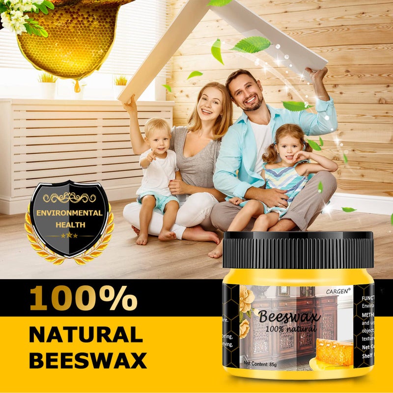 CARGEN Beeswax Furniture Polish, Wood Seasoning Beeswax for Furniture Wood Wax for Dining Table Floor Doors Chairs Cabinets to Protect and Care 5pcs Beeswax Polish and 3pcs Sponges - Image 3