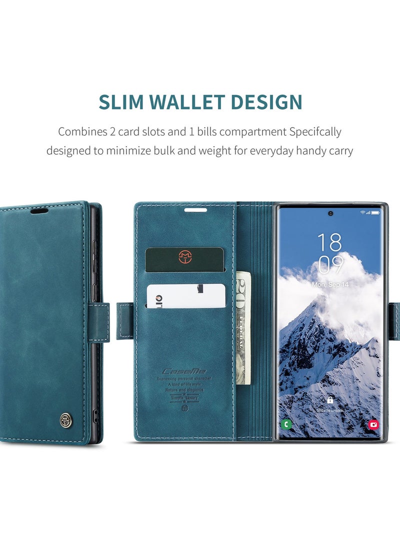 CaseMe Phone Case Luxury PU Leather Design 013 Flip Cover Card Slot Holder Cover For Samsung Galaxy Note 9 (Green) - Image 2