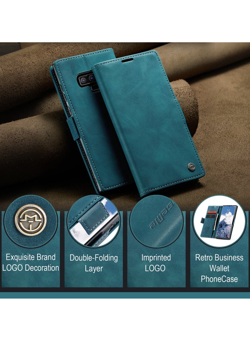 CaseMe Phone Case Luxury PU Leather Design 013 Flip Cover Card Slot Holder Cover For Samsung Galaxy Note 9 (Green) - Image 3