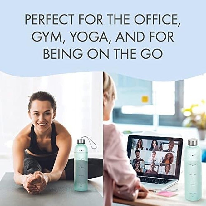 Tycom Drinking Water Bottle With Time Marker - 1L Leak-Proof, BPA Free, Motivational Reusable 32oz Water Bottles With Times To Drink - Ideal For Fitness, Sports, Travel, Gym, & Outdoor (White) - Image 5