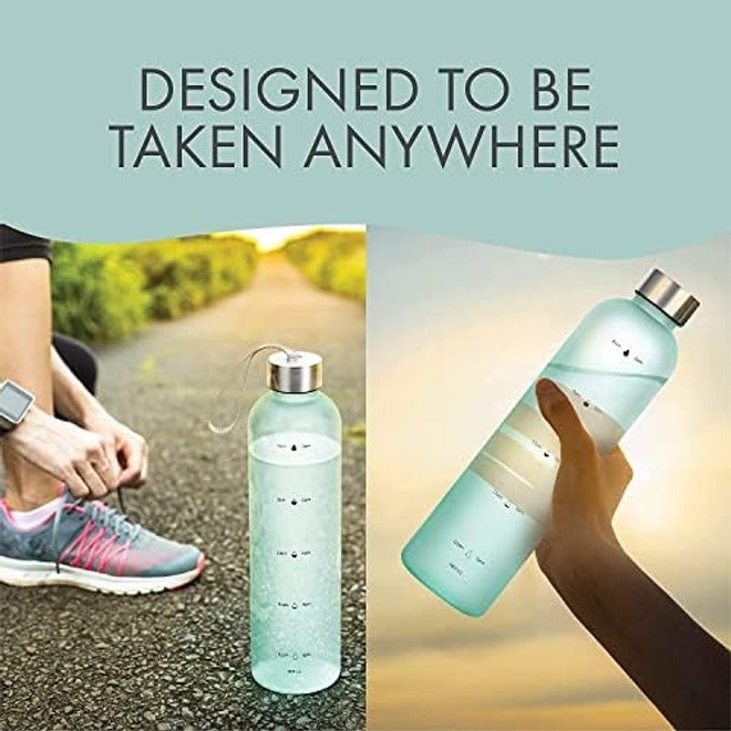 Tycom Drinking Water Bottle With Time Marker - 1L Leak-Proof, BPA Free, Motivational Reusable 32oz Water Bottles With Times To Drink - Ideal For Fitness, Sports, Travel, Gym, & Outdoor (White) - Image 4