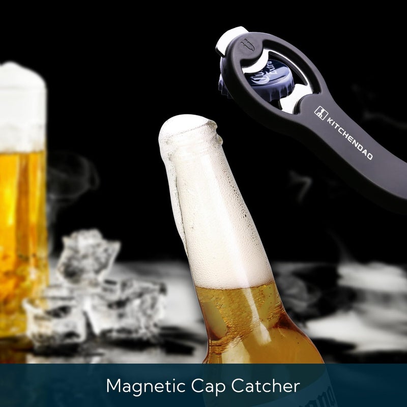 KITCHENDAO 2 in 1 Magnetic Beer Bottle Opener for Fridge and RV with Cap Catcher - Pop Can Soda Can Opener, Stick to Refrigerator for Easy Storage with Magnet, Gift for Men Husband Father- 1 Pack - Image 3