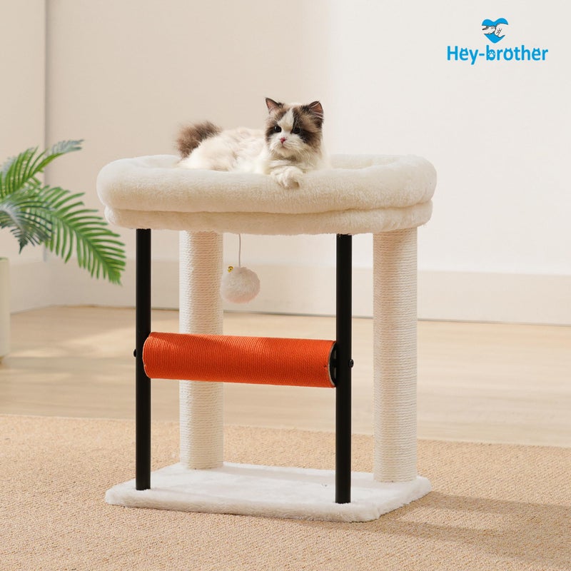 Hey-brother Cat Tree, Cat Scratching Posts with Bed, Sturdy Tower with Fully Sisal-Wrapped Columns and Plush Toy Ball for Indoor Kittens, 18.9 inches, Beige MPJ010SM - Image 2