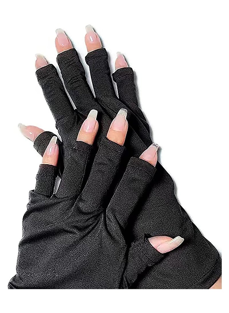 Y&D - 2 Pairs UV Protection Gloves for Gel Nail Lamp, Skin Care Anti Light Making Manicures, Fingerless Protecting Hands from Nails - Image 1