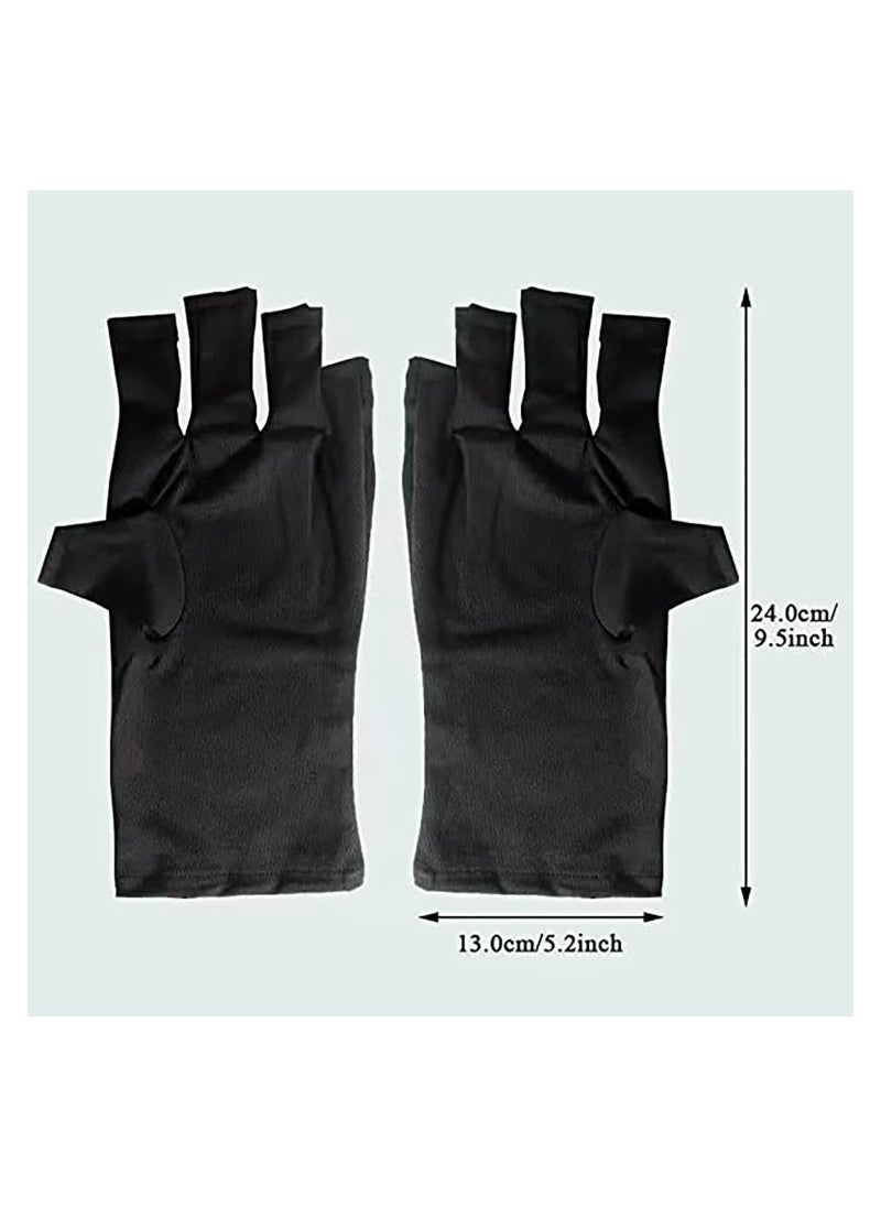 Y&D - 2 Pairs UV Protection Gloves for Gel Nail Lamp, Skin Care Anti Light Making Manicures, Fingerless Protecting Hands from Nails - Image 1