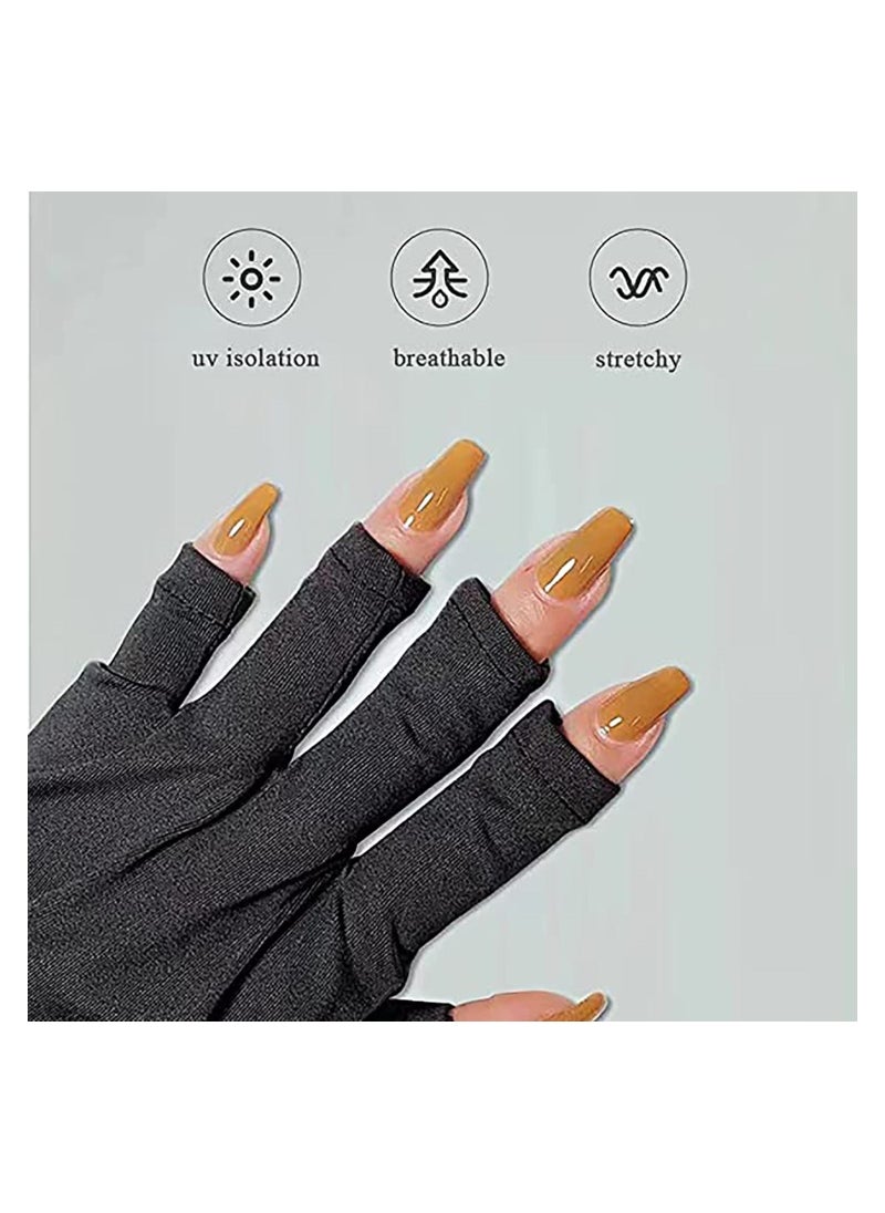 Y&D - 2 Pairs UV Protection Gloves for Gel Nail Lamp, Skin Care Anti Light Making Manicures, Fingerless Protecting Hands from Nails - Image 1