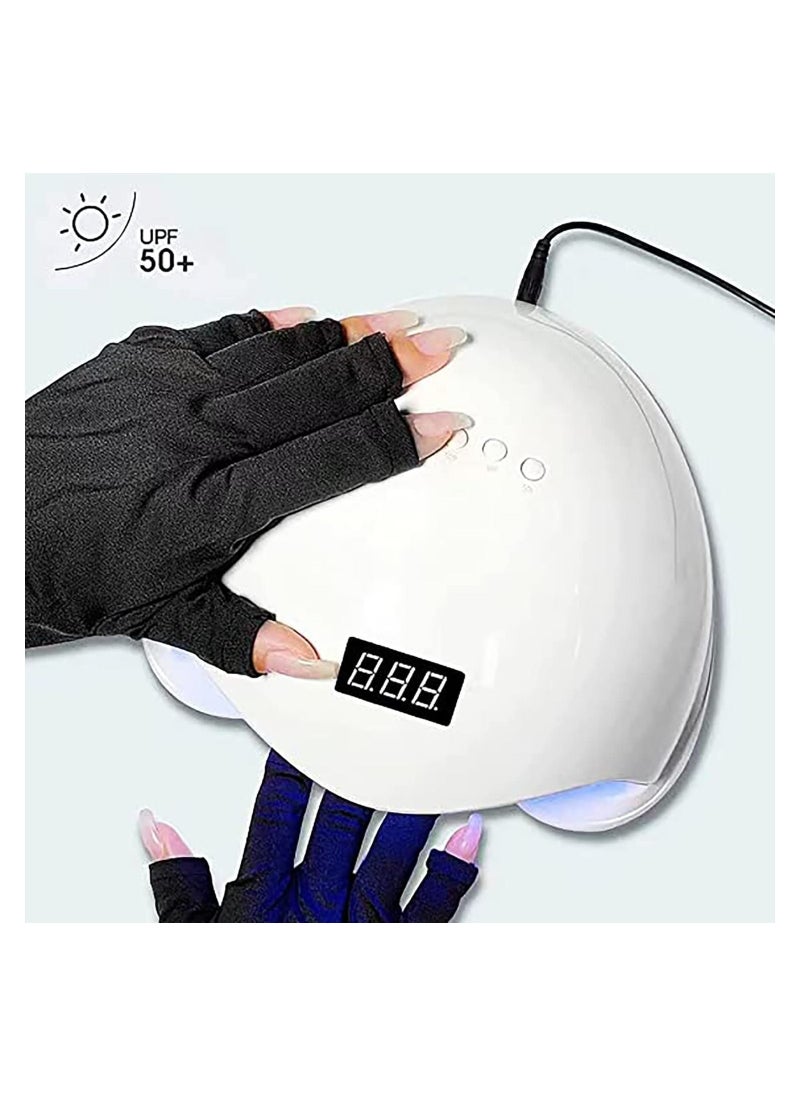 Y&D - 2 Pairs UV Protection Gloves for Gel Nail Lamp, Skin Care Anti Light Making Manicures, Fingerless Protecting Hands from Nails - Image 1