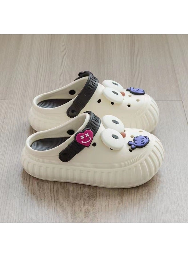 Women's Summer Girl's Heart Cute Seaside Outdoor Wear Non-slip Closed Toe Hole Shoes Soft Thick Bottom Increased Beach Sandals