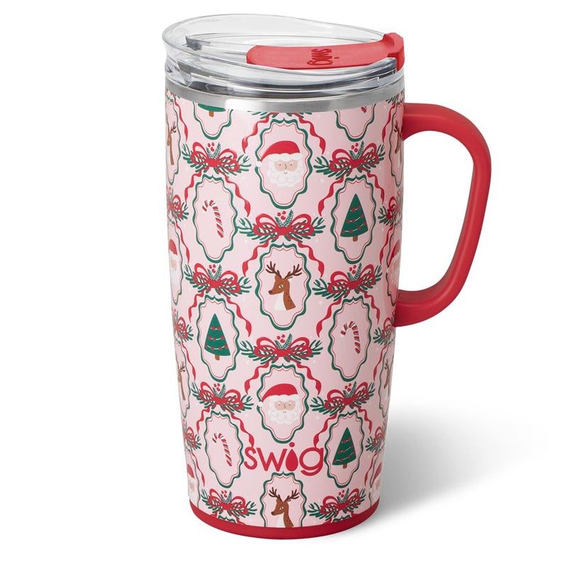 Swig Life 22oz Travel Mug Insulated Tumbler with Handle and Lid Travel Coffee Mug Cup Holder Friendly Stainless Steel 22 oz Tumbler Reusable Insulated with Lid Christmas Cameos - Image 2