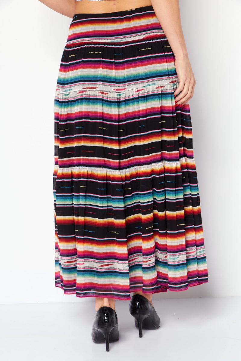 Laura Miller Women Stripe Maxi Skirt, Black Combo  - Image 4