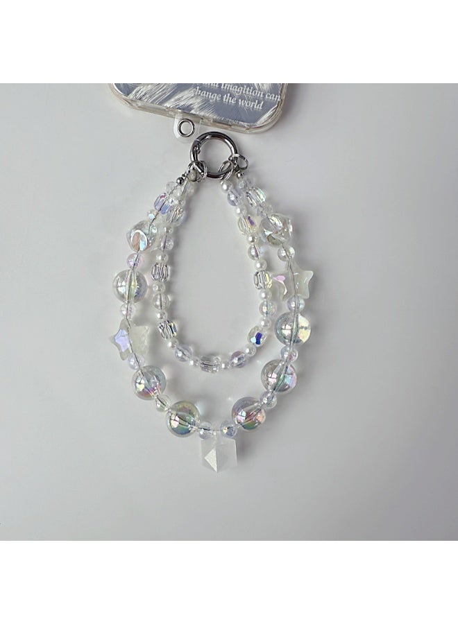 NIBEMINENT Beaded Phone Lanyard, Anti Lost Removable Wrist Strap，Cute Cartoon Bracelet Pendant, Phone Keychain Lanyard