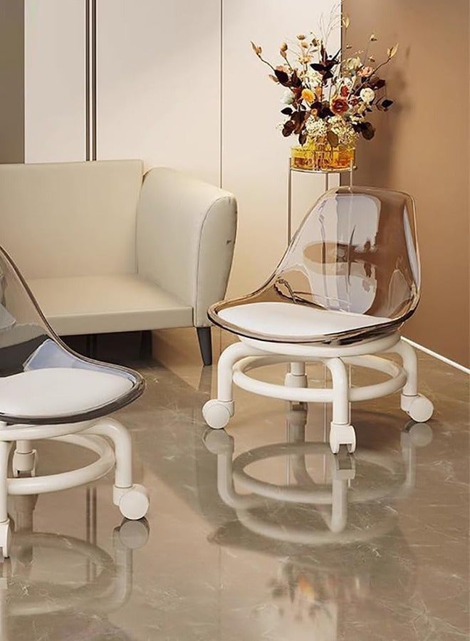 Generic PU Leather Modern Rolling Stool with Low Back Height Adjustable Work Salon Drafting Swivel Task Chair  - Image 3