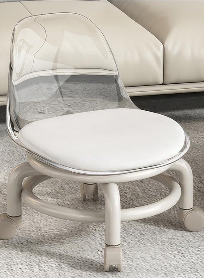 Generic PU Leather Modern Rolling Stool with Low Back Height Adjustable Work Salon Drafting Swivel Task Chair  - Image 1
