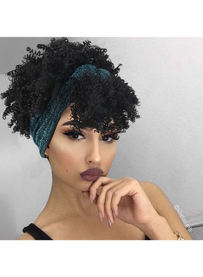 Aisaide Headband Wigs for Black Women Scarf Wigs Black Wig with Bangs Turban Natural Headbands Wigs for Black Women Kinky Curly Hair Wigs - Image 3