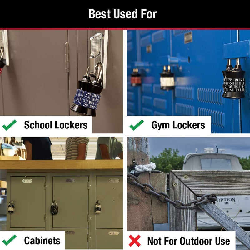 Master Lock Combination Lock, Set Your Own Combination Lock for Gym and School Lockers, Indoor Combo Padlock, Colors May Vary, 1535D - Image 3
