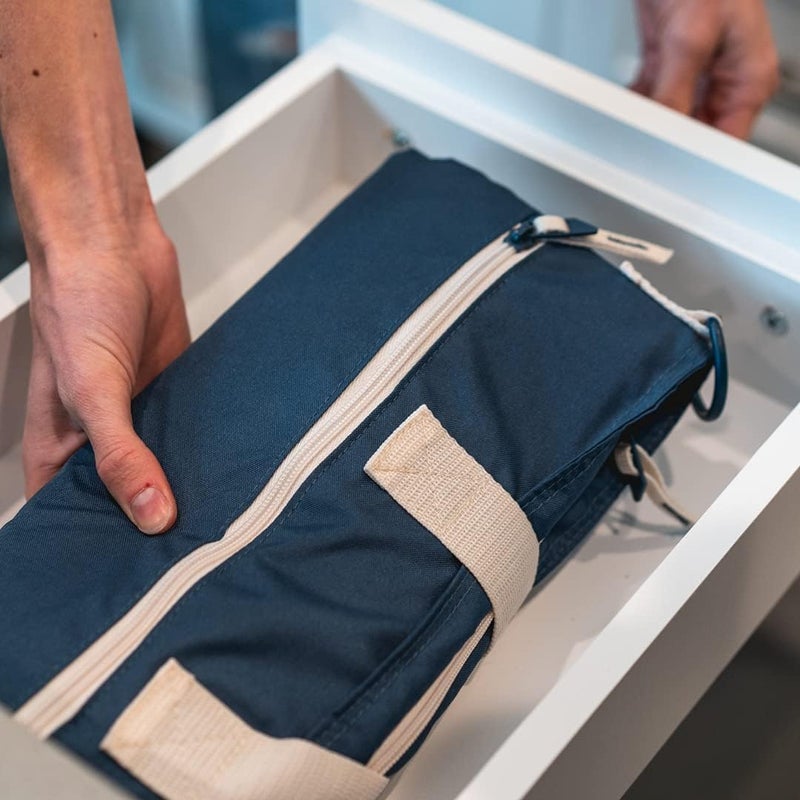 Clevermade CleverMade Reusable Lunch Bag Cooler 12 Can Capacity NavyCream with Shoulder Strap Insulated Beach Tote for Meal Prep Travel and Grocery Shopping  - Image 2
