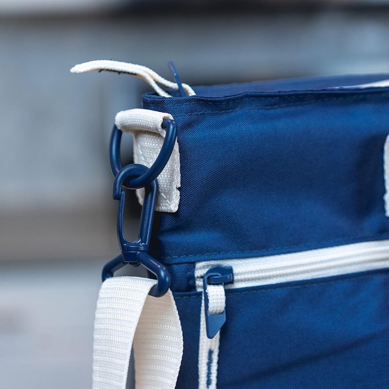 Clevermade CleverMade Reusable Lunch Bag Cooler 12 Can Capacity NavyCream with Shoulder Strap Insulated Beach Tote for Meal Prep Travel and Grocery Shopping  - Image 5
