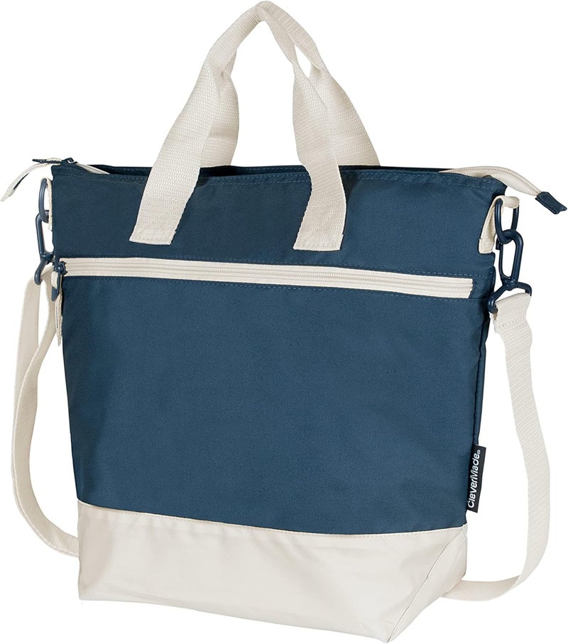 Clevermade CleverMade Reusable Lunch Bag Cooler 12 Can Capacity NavyCream with Shoulder Strap Insulated Beach Tote for Meal Prep Travel and Grocery Shopping  - Image 1