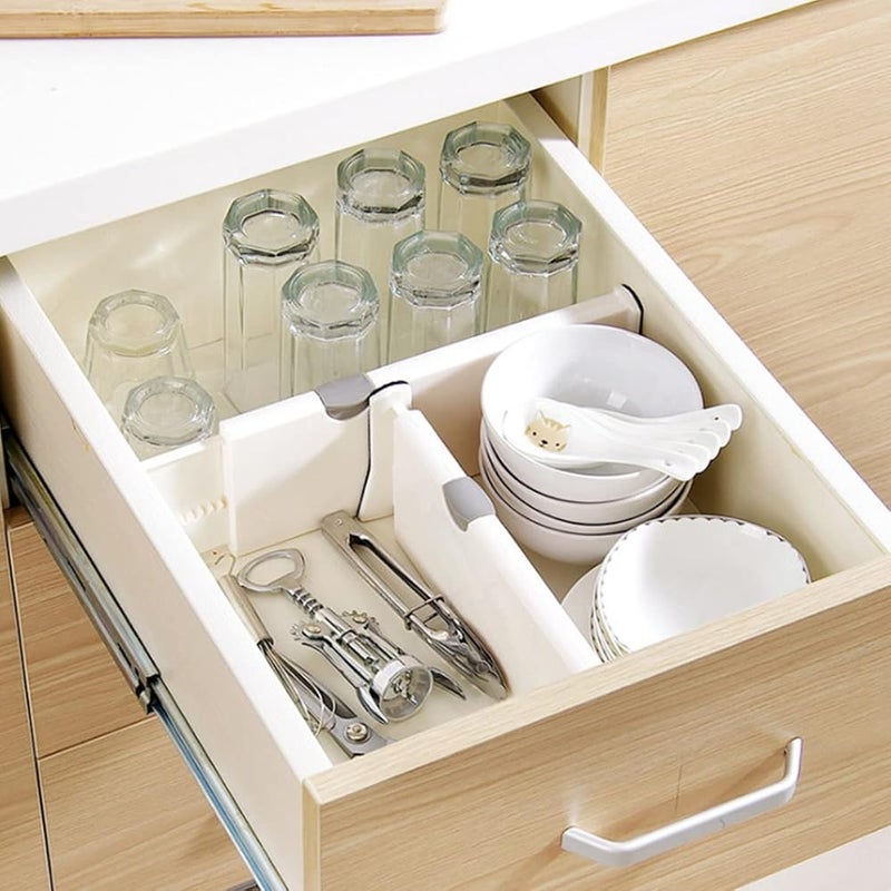 IBAMA Large Adjustable Drawer Dividers Organizer Separators Plastic Dresser Organizer for Bedroom, Bathroom, Closet, Baby Drawer, Office Desk, Kitchen Storage - Image 5
