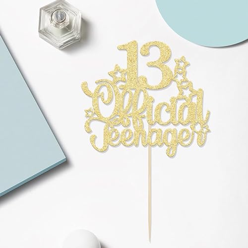 Confetti! 13 Official Teenager Cake Topper - Glitter Number 13 - Cheers to 13-13th Birthday Cake Pick Decorations for Teen 13th Birthday Party Decorations Supplies (Gold) - Image 4
