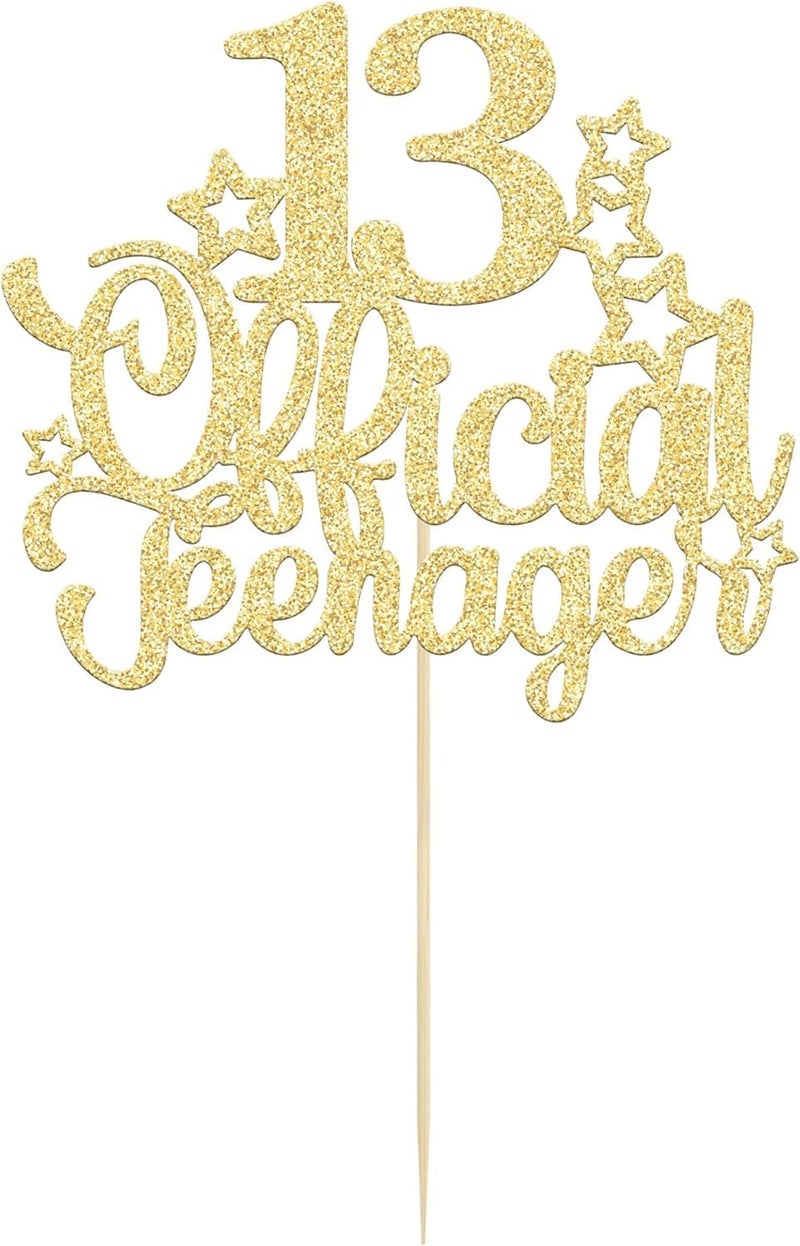 Confetti! 13 Official Teenager Cake Topper - Glitter Number 13 - Cheers to 13-13th Birthday Cake Pick Decorations for Teen 13th Birthday Party Decorations Supplies (Gold) - Image 3