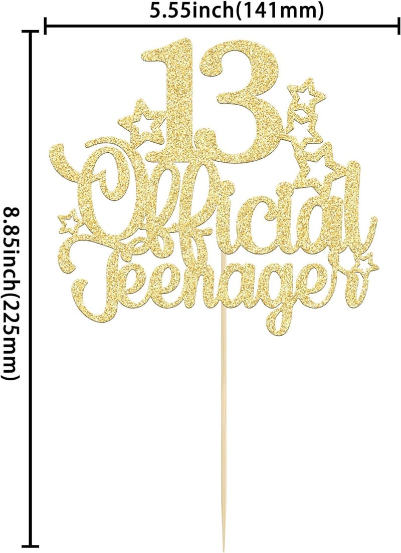 Confetti! 13 Official Teenager Cake Topper - Glitter Number 13 - Cheers to 13-13th Birthday Cake Pick Decorations for Teen 13th Birthday Party Decorations Supplies (Gold) - Image 2