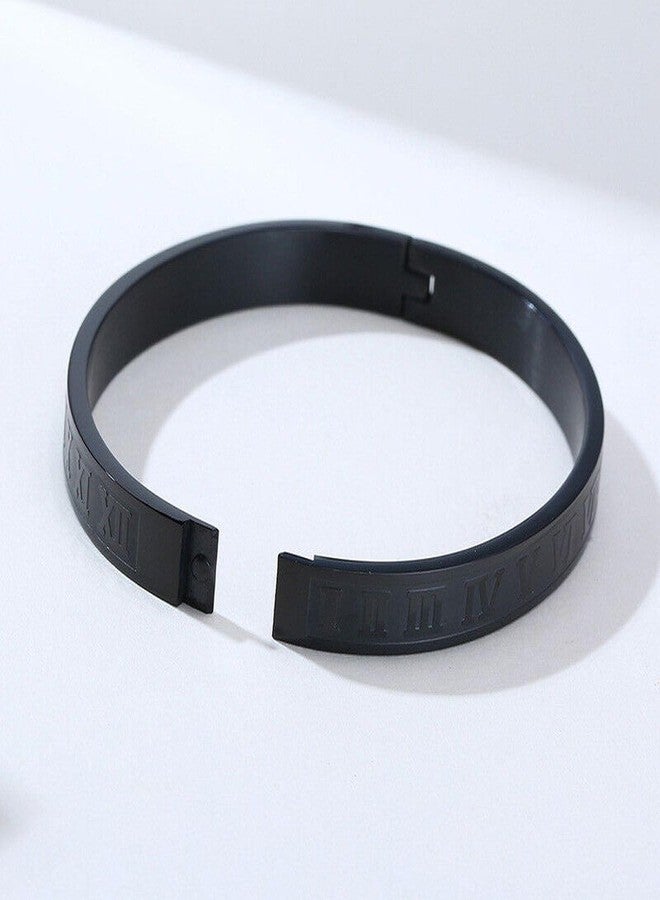 ZIVOM® Roman Black 316 L Surgical Stainless Steel Openable Bracelet for Men and Boys - Image 2