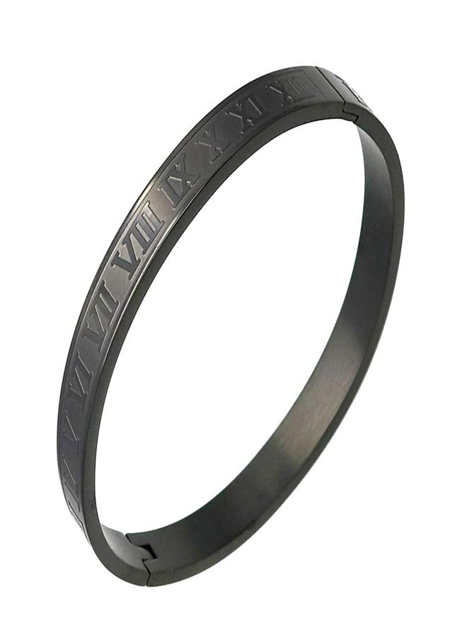 ZIVOM® Roman Black 316 L Surgical Stainless Steel Openable Bracelet for Men and Boys - Image 1