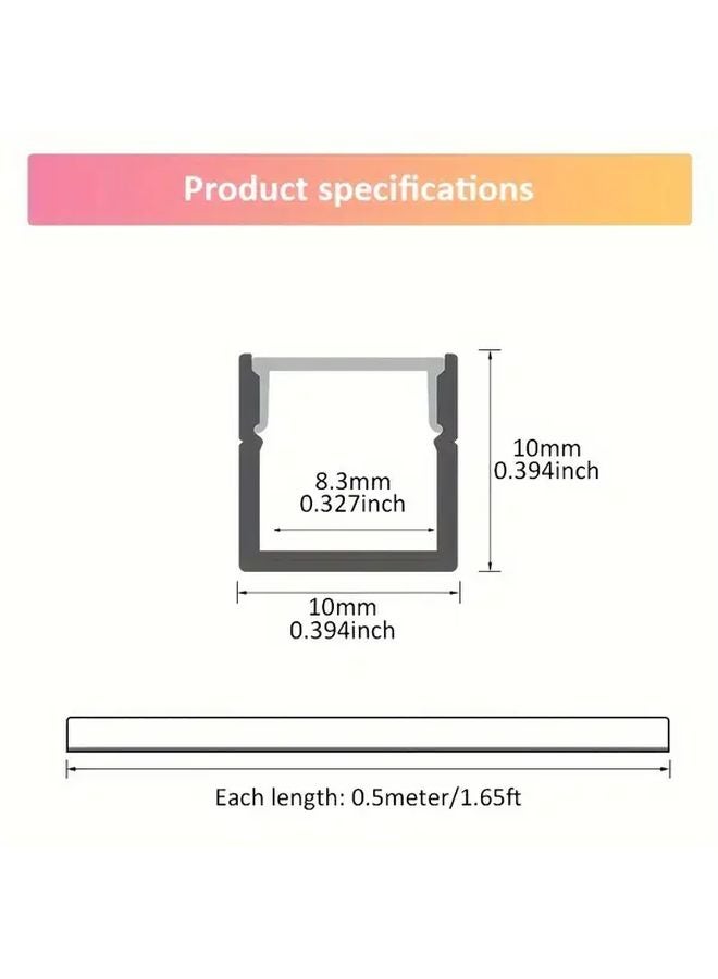 10 Pack 1 65ft LED Strip Light Diffuser Channel Black Alu Black Cover Easy Install - Image 4