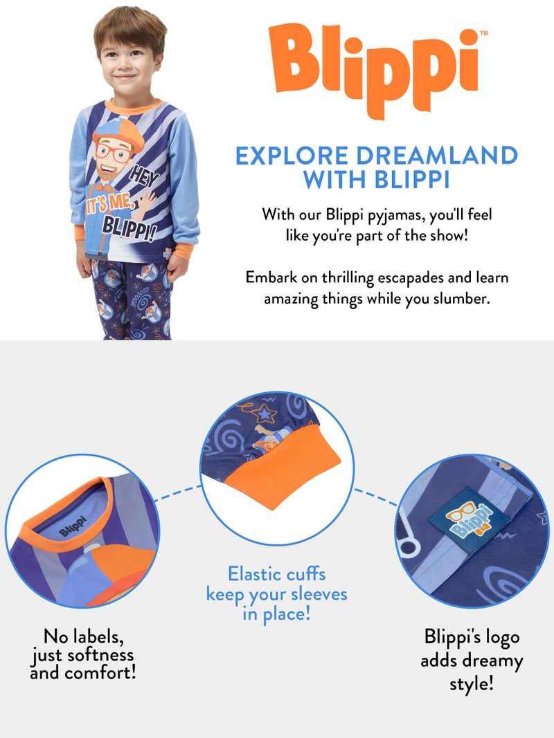 Blippi Pajamas | Long Sleeve Boys Pjs | Kids Pajama Set | Boys' Sleepwear Blue 3T - Image 4