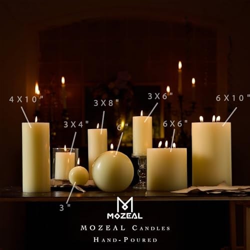 MOZEAL 3" x 8" Hand-Poured Unscented Large Candle,Smokeless Rustic Pillar Candle Set of 2,Slow Burn,No Drip,Approx 150 Hours Burning,Wedding,Dinner,Christmas and Home Decorative,Tall Ivory Candle - Image 3