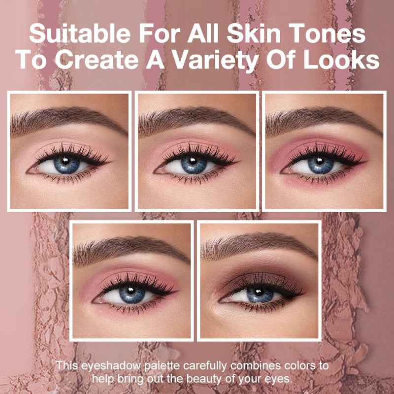evpct 5 Colors Matte Pink Eyeshadow Makeup Palette, Nude Pink Rose Mauve Brown Cocoa Neutral Matte Cream Mini Eye Shadow Palette Makeup for Older Women Blue Green Eye, Blush Contour Palettes sombras de ojos - Image 5
