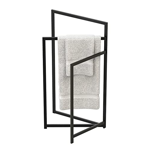 INDIAN DECOR INDIAN DECOR XL2000 Modern Three Tier Metal Construction Towel Rack Towel Stand Black  - Image 1