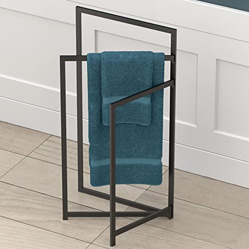 INDIAN DECOR INDIAN DECOR XL2000 Modern Three Tier Metal Construction Towel Rack Towel Stand Black  - Image 2