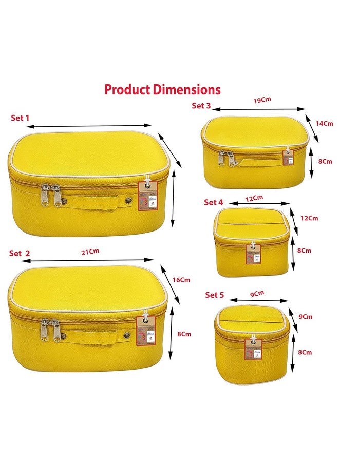 atorakushon® Fabric Multi Color Multipurpose Make Up Pouch Cosmetic Jewellery Organizer Necklace Pouches for Women and Girls Set of 5 - Image 3