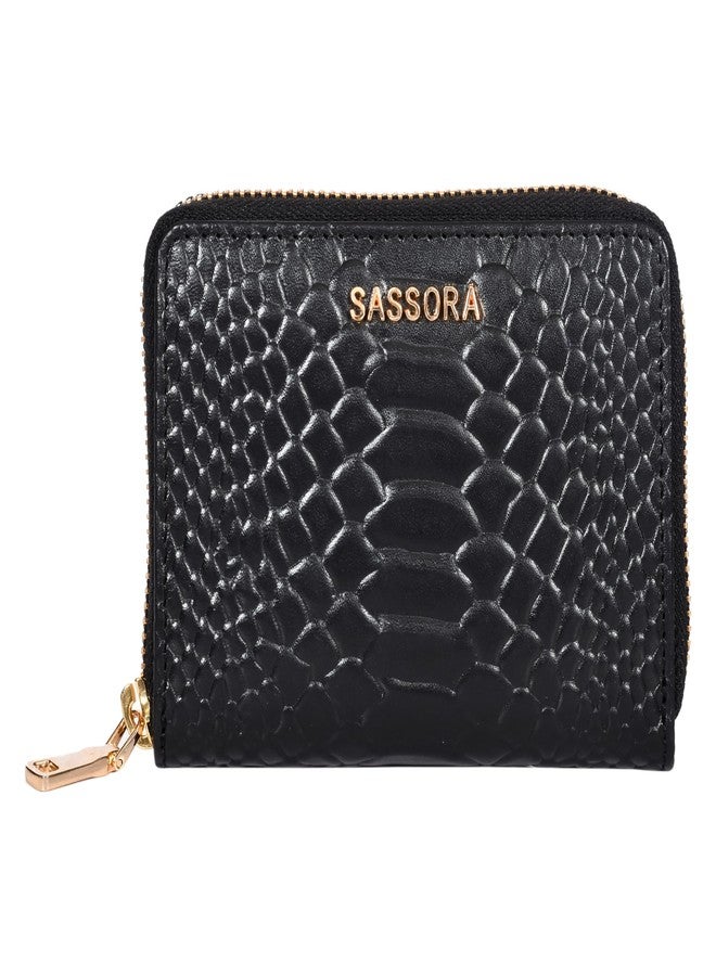 Sassora Premium Leather RFID Small Wallet for Ladies (Black) - Image 1