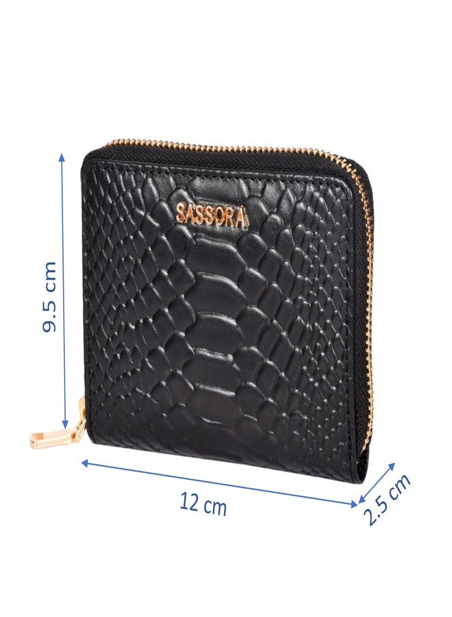 Sassora Premium Leather RFID Small Wallet for Ladies (Black) - Image 4