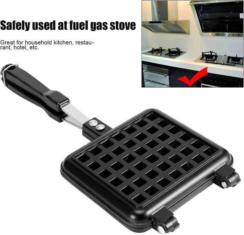 comfrt Portable Cast Iron Waffle Maker for Belgian Waffles Sandwich Toaster Breakfast, 12.4 X 5.51 in - Image 3