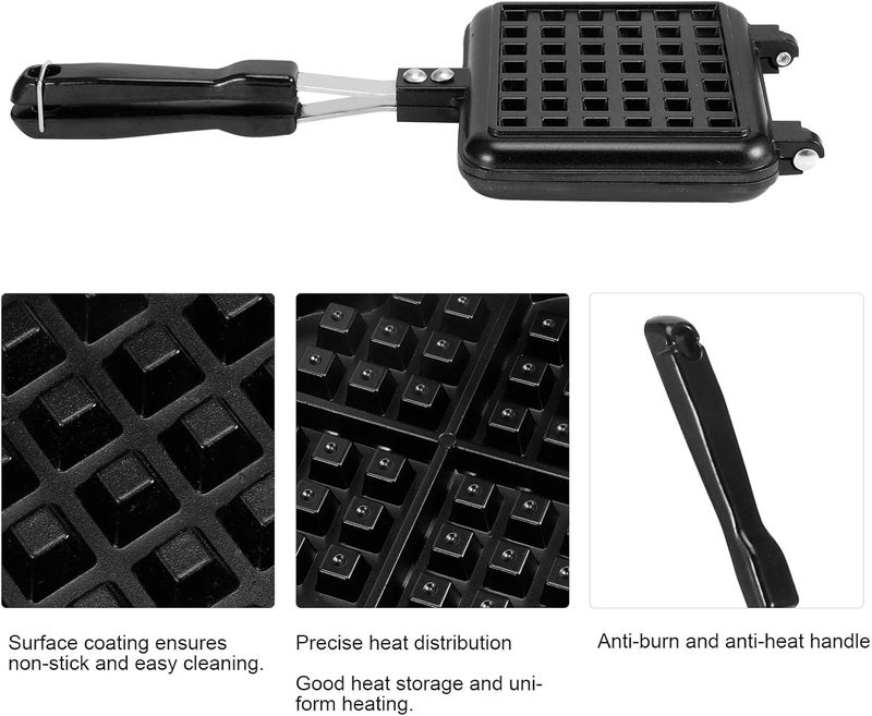 comfrt Portable Cast Iron Waffle Maker for Belgian Waffles Sandwich Toaster Breakfast, 12.4 X 5.51 in - Image 4