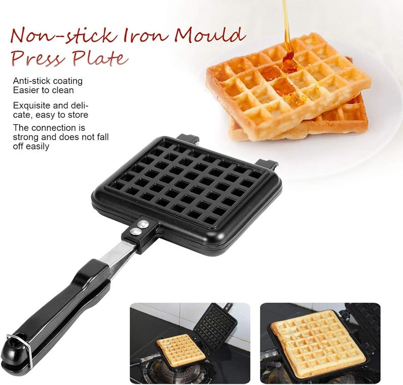 comfrt Portable Cast Iron Waffle Maker for Belgian Waffles Sandwich Toaster Breakfast, 12.4 X 5.51 in - Image 2