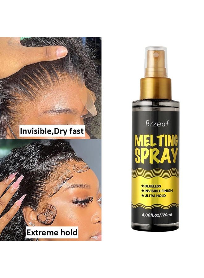 Brzeaf Lace Fusion Spray & Hold Spray(120ml), Extreme Hold, No Glue, Fusion Spray For Lace Wigs, Strong Natural Finish Grip, Dries Quickly, F Spray - Image 4