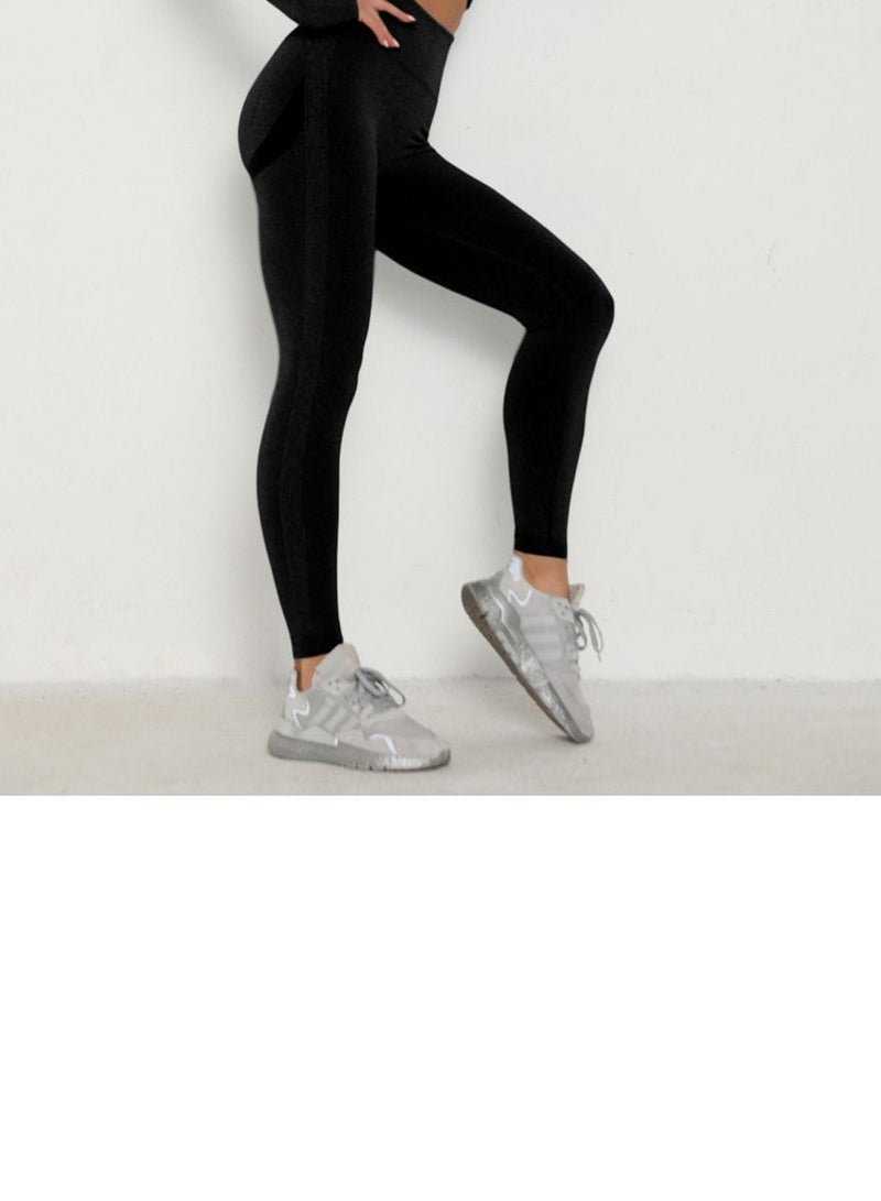 Loquat High Waist Tight-Fitting Sports Set Black  - Image 3